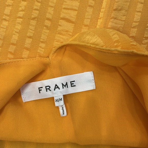 Frame Draped Crinkle Silk Halter Neck Top in Kumquat Yellow - Picture 11 of 11